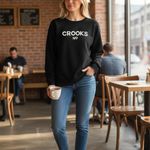 Crooks & Castles Black Women's Sweatshirt Cozy Winter Fun Casual Small Flirty Photo 1