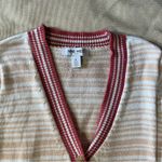 Nine West Preppy Striped Sweater Cardigan Classic VNeck Size M Button Front  Fall Photo 4