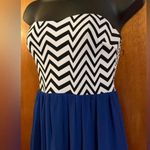 Sweet Storm  Chevron Maxi Dress Small Strapless Blue Flowy 47” Photo 10