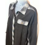 Womens Black Plaid Flannel Long Sleeve Button Up Shirt Medium Waffle Top Photo 1