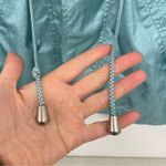 Vintage 1980s Teal Blue Shiny Windbreaker Rain Jacket Womens S Funky Artsy Photo 5