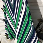 Vintage 70s Chevron Stripe Midi Skirt Green Blue White Size M Size M Photo 3