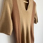 100% Merino Wool V Neck Half Sleeve Polo Sweater Top Photo 1