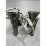 Shoedazzle Womans Madison By Shoe Dazzle 9.5 M Silver Strappy Platform Snake Print Heels Photo 4