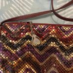 Whiting & Davis Vintage  Purse Plum Metallic Leather Chevron Crossbody Bag Photo 3