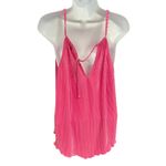 Almost Famous  Pink Pleated‎ Spaghetti Strap Tank Top Women's Size M Photo 1