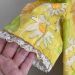 VINTAGE 60s 70s Yellow Floral Prairie Maxi Dress Puff Sleeve Square Neck Daisy S Photo 4