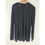 Akemi + Kin Black Ruched Twist Front Long Sleeve Drape Neck Top Women's Large Photo 2