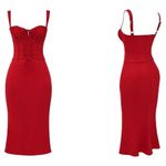 House Of CB NWOT  'Valencia' Red Rose Corset Midi Dress sz XS Photo 3
