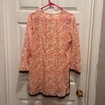Roberta Roller Rabbit Tunic Top Women's L White Orange Coral Print Cotton Photo 5