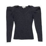 Milly Isabella Puffed Shoulder Ribbed Wool Sweater Long Sleeve Gray Size 2 Photo 9