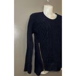 CAbi  Sweater Womens Small Navy Long Sleeve Cable Knit Side Zip Tunic Pullover Photo 1