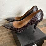 Talbots Pointed-toe Dark Brown Croc-embossed Pump Photo 1