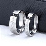 “Forever Love” Engraved Ring Set Silver Photo 0