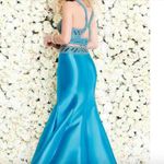 Shail K Ornately Beaded 2 Piece Mermaid Formal Prom Dress Gown, Turquoise, sz 10 Photo 1