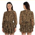 MISA Los Angeles Katia Leopard Print Ruffle Long Sleeve Mini Dress Size XS. NEW Photo 2