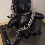 Black Faux Leather Chain Bear Purse Silver Photo 0