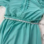 Vintage Jennifer Gee Belted Dress Womens‎ L Seafoam Green Ruffled A Photo 6