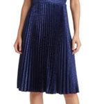 Mila‎ Mae Satin Pleated Midi Dress Navy Blue S Photo 0