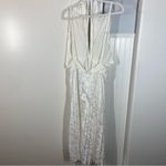 Lulus  Pleating Up White Satin Jacquard Pleated Midi Dress‎ size medium bridal Photo 4