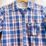 Abercrombie & Fitch SMALL Blue Plaid Relaxed Fit Button Up Shirt Long Sleeve Photo 2