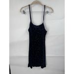 Romwe Celestial Space Star Print Velour Mini Slip Retro Y2K Navy Blue Stretchy Photo 1