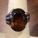Sterling Silver Vintage Smokey Quartz Oval Faceted Cocktail Ring Size 6 Photo 2