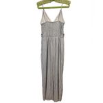 Japna  Blue White Pin Striped Embroidered Empire Waist Wide Leg Casual Jumpsuit Photo 4