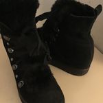 J Slides women black suede with faux fur combat boots US 7 Photo 11