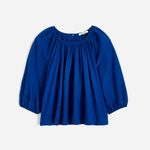 Madewell Shirred Puff Sleeve Top Cotton Silk Voile in Bright Sapphire Size Large Photo 5