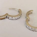 Sterling Silver 925  Cubic Zirconia mini hoop huggie earrings Photo 3
