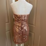 Charlotte Russe rose gold abstract sequined pull on mini dress padded bra Sz M. Photo 3
