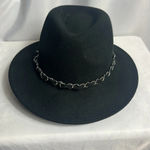 Forever 21  Fedora Hat Wool Black Silver Chain Photo 2