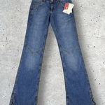 Vtg Y2K Ecko Red Deadstock Low‎ Rise Flare Jeans Angel Wings Embroidered Sz 7 Blue Photo 0