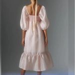 Anthropologie  Soft Pale Pink Textured Puff Sleeve Baby Doll Midi Dress size XS Photo 1