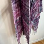 Woolrich  Plaid Textured Cape OS Womens Pink Purple Fringe Shawl Open Photo 1