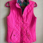 Lilly Pulitzer Quilted Pink Getaway Vest with Sea Blue Private Island Lining S Photo 0