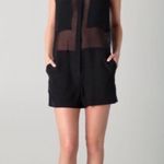 T Alexander Wang Black Playsuit Short Jumpsuit Sheer Panel Romper Size XS Photo 0