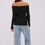 Zaful Womens Off The Shoulder Pullover Sweater Long Sleeve Ribbed Knit Top Y2K Photo 3