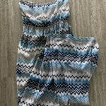 Pink Rose Strapless Shimmer Blue Maxi Dress Photo 0