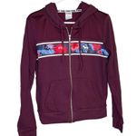 Vintage Y2k 1990's PINK Burgandy Floral Dog Long Sleeve Full Zip Hoodie Medium Purple Photo 8