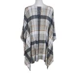 JODIFL  Tan and Gray Oversized Poncho Shirt Size Large Plaid Oversized Top Photo 1