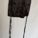 Women's silky black lingerie chemise dress spaghetti straps lace up sides Photo 7