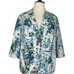 Coldwater Creek Blazer Notch Lapel White Green Blue Floral Women’s Size 20/22W Photo 10