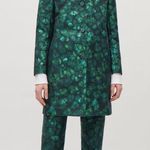 COS  Women's Green Tailored Jacquard Coat Sz 2 Photo 0