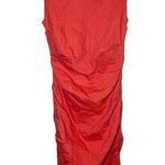 Nicole Miller Artelier Lauren Dress 55% Linen Stretch Sleeveless Bodycon Red 4 Photo 2