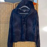 American Eagle Outfitters Black Crop Tie Front Hoodie Photo 0