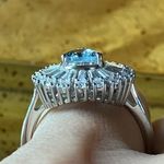 Natural Aquamarine Moissanite Sterling Silver Ring Size 7 Blue Photo 1