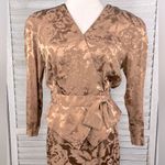 Oleg Cassini  Vintage Silk Skirt Set Brown Floral Jacquard-10 Photo 1