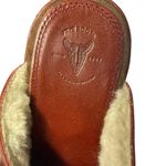 Frye Ella Clogs Stud Burgundy Leather Shearling Wood High Heels Womens 7 Photo 4
